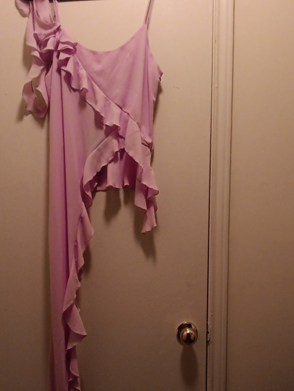 Lavender Ruffled One-Shoulder  Top